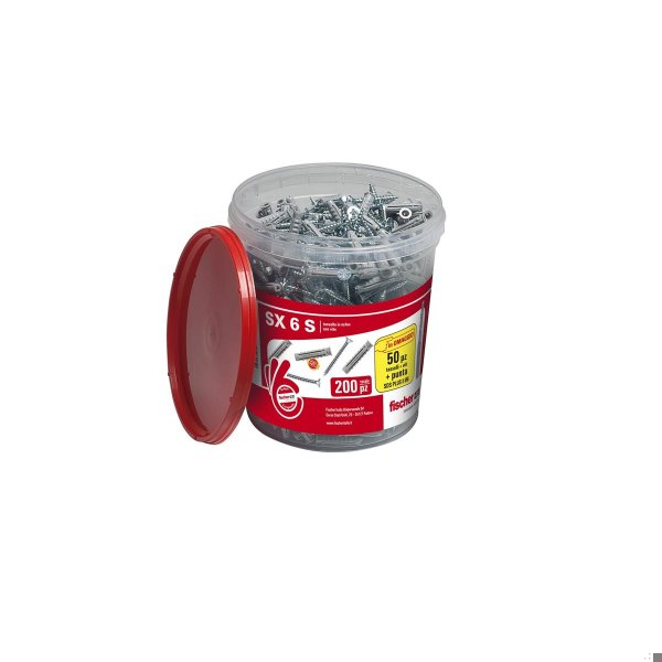 Barattolo da 200 tasselli con vite SX 6 S Fischer