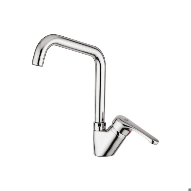 Paffoni - Miscelatore lavello monoforo canna alta tubo girevole 180 colore gold Nettuno