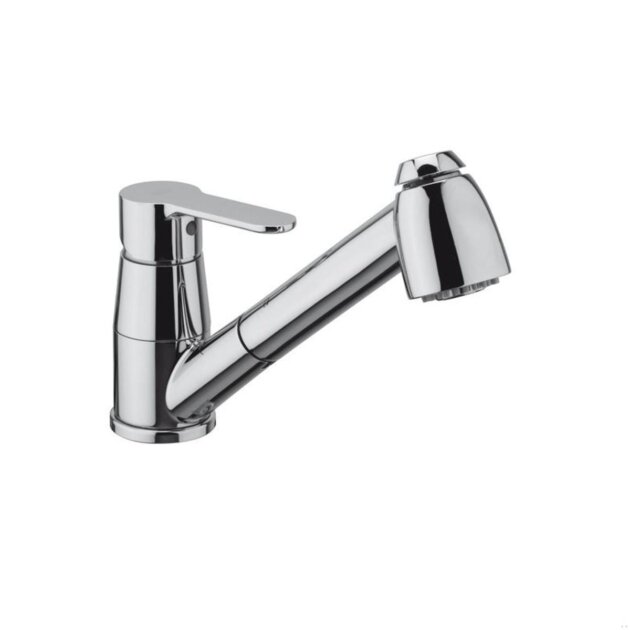 Paffoni - Miscelatore monocomando lavello monoforo con doccia estraibile Blu