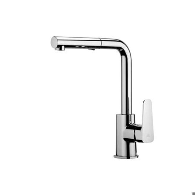 Paffoni - Miscelatore lavello monoforo con canna piatta con doccia estraibile Sly