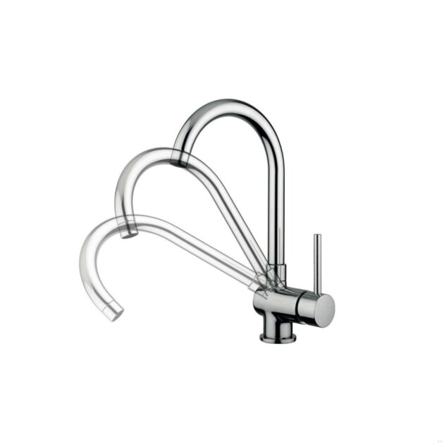 Paffoni - Miscelatore monocomando lavello monoforo con canna reclinabile Stick