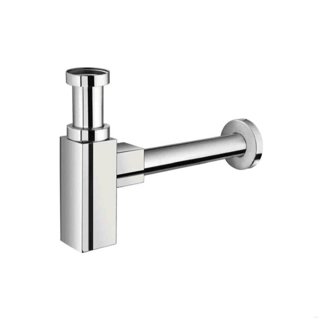 Sifone da arredo in ottone cromato da 1'1/4, senza piletta, Quadro