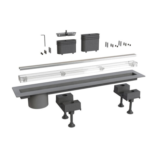 Canale doccia in acciaio inox/abs piastrellabile con scarico laterale 70 cm
