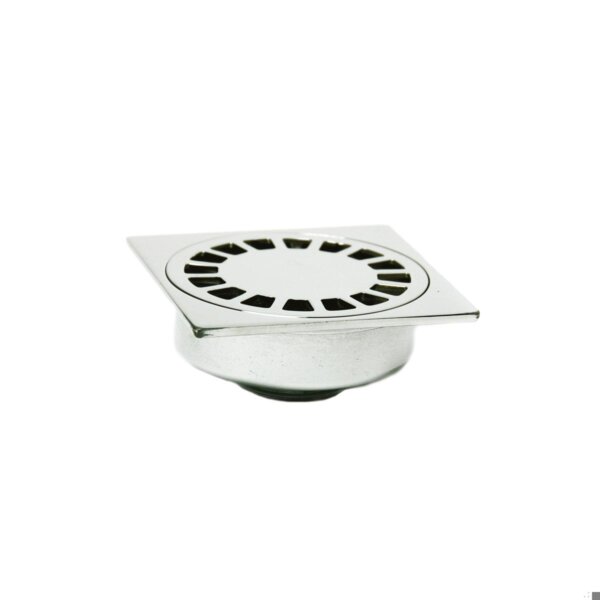 Pilettone sifoide a pavimento in ottone da 1'1/4, 100 x 100, uscita diritta
