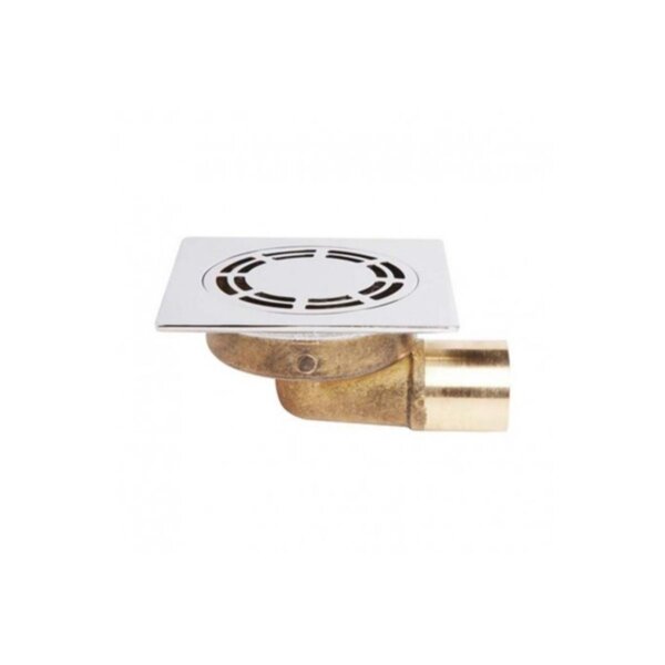 Pilettone sifoide a pavimento in ottone da 40, 120 x 120, uscita curva