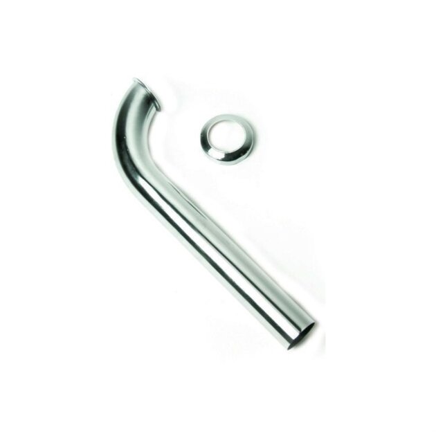 Canna curva a 87° in ottone cromato con dado da Ø 30 x 250 mm