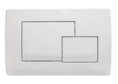 Pucci - Placca bianca per cassetta doppio scarico incasso Quadra Eco (vecchi modelli da 280 x 180 mm.)