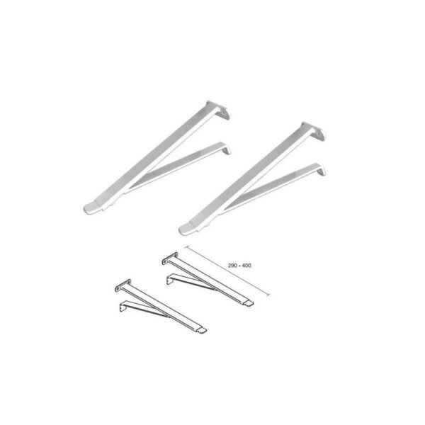 Coppia mensola regolabile, acciaio bianco per lavabo, 310/460 h.400 mm.