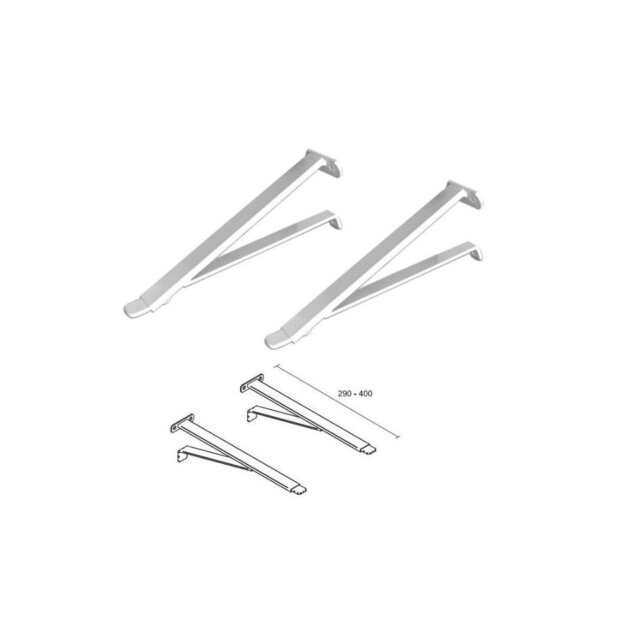Coppia mensola regolabile, acciaio bianco per lavabo, 310/460 h.400 mm.