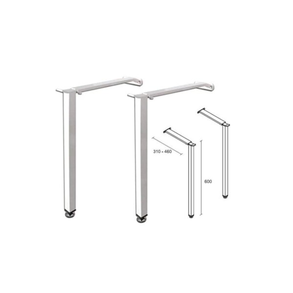 Coppia mensola regolabile, acciaio bianco per lavabo, 310/460 h.600 mm.