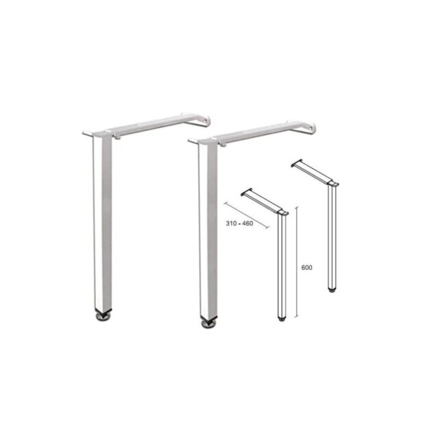 Coppia mensola regolabile, acciaio bianco per lavabo, 310/460 h.600 mm.