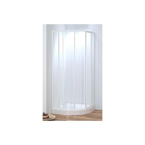 Box doccia semicircolare bianco in cristallo stampato, 79/80 cm.