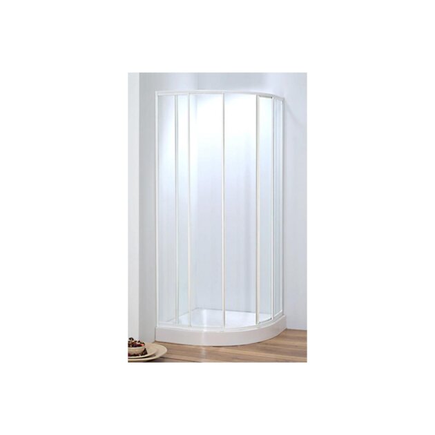 Box doccia semicircolare bianco in cristallo stampato, 79/80 cm.