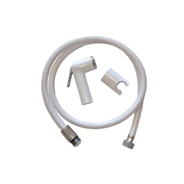Doccia bianca shut-off con flessibile in pvc da 120 cm