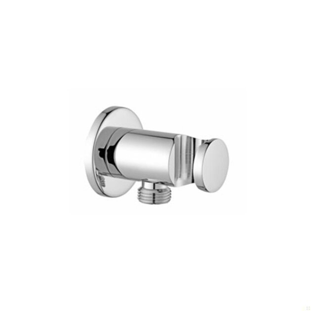 Presa acqua tonda in ottone cromato con supporto doccia