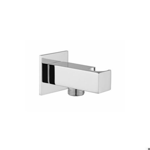Presa acqua quadra in ottone cromato con supporto doccia