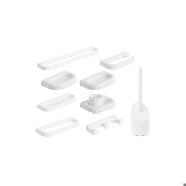 Serie da bagno bianca in ABS (kit 9 pezzi) Linea