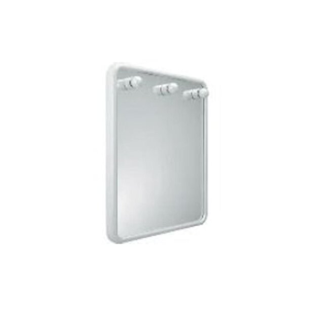 Specchio quadro bianco con luci in abs 56 x 68 cm Linea