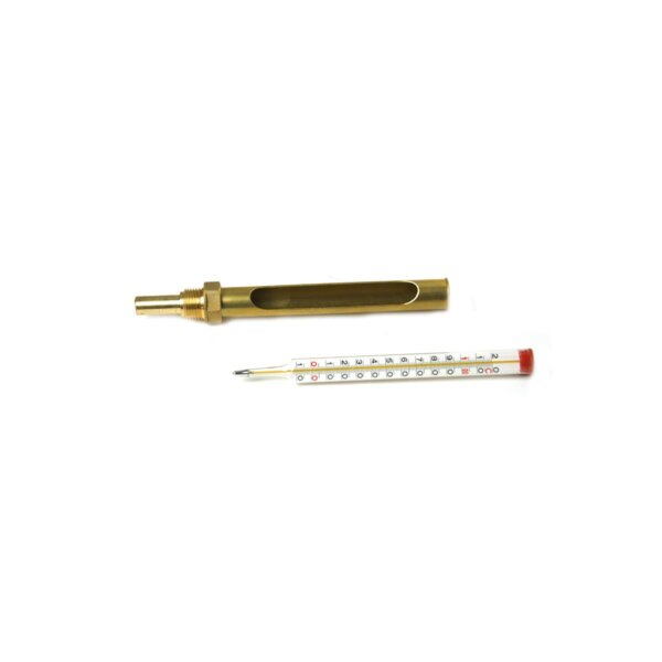 Custodia diritta in ottone per termometro in vetro, 200 mm