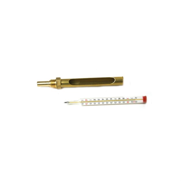Custodia diritta in ottone per termometro in vetro, 200 mm