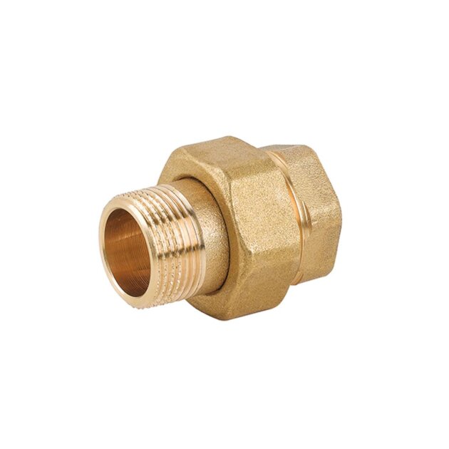 Raccordo diritto in ottone a tre pezzi, MF, da 3/4