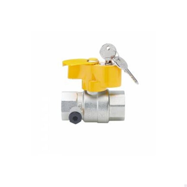 Valvola a sfera per gas da  3/4  con chiave e presa di pressione da 1/4