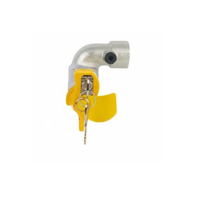 Valvola sfera per gas ad angolo da  3/4  c/chiave e p.p. da  1/4