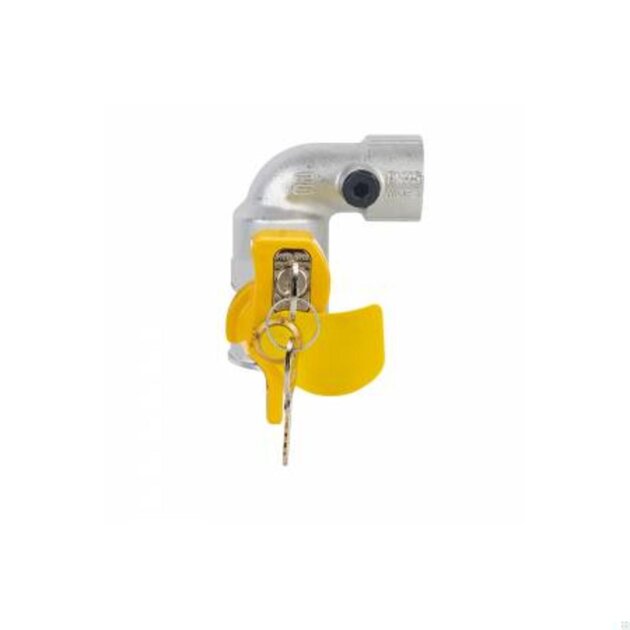 Valvola sfera per gas ad angolo da  3/4 c/chiave, girello e p.p. da 1/4