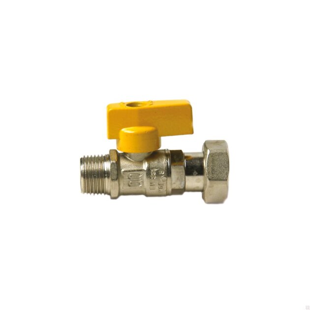 Rubinetto a sfera diritto per gas  M  da  1/2  c/dado girevole da  3/4
