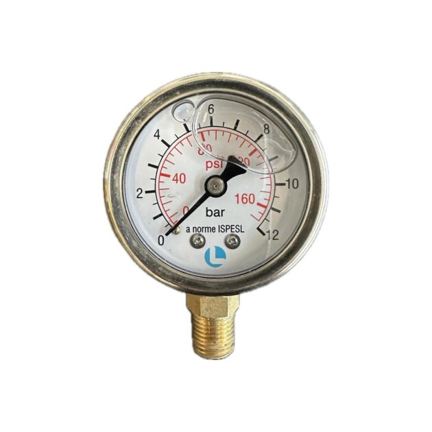 Manometro inox da 50, con attacco radiale 0-12 bar Glicer.