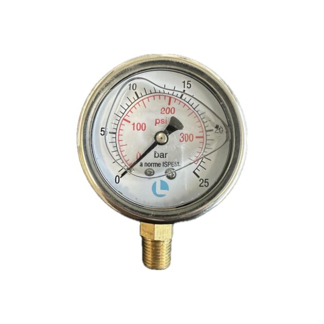 Manometro inox da 63, con attacco radiale 0-25 bar Glicer.