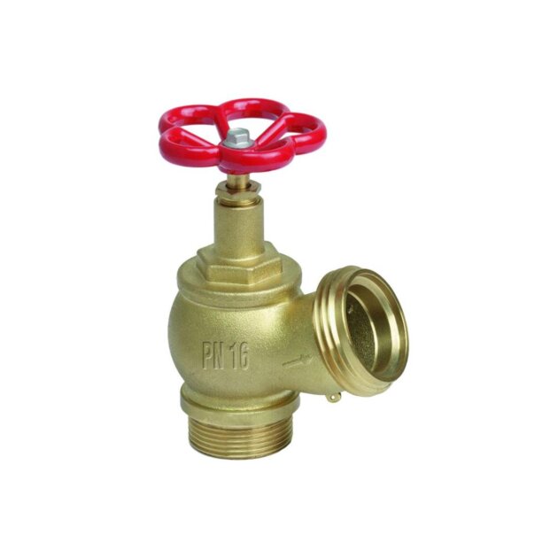 Rubinetto idrante presa a muro in ottone da 1'1/2, UNI 45