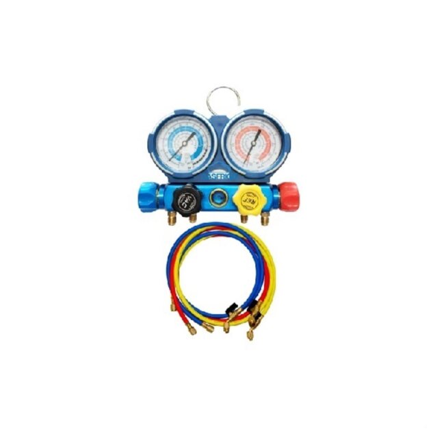 Kit Gruppo Manometrico 4 Vie R410A, R32, R407C, R134a incluso tre tubi c
