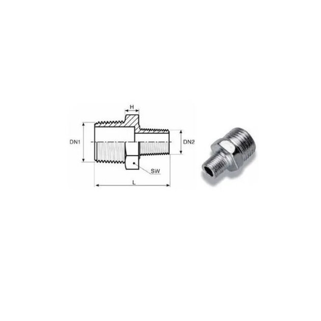 Nipplo ridotto in  acciaio zincato (245) 1/2 x 3/8 (R.M.)