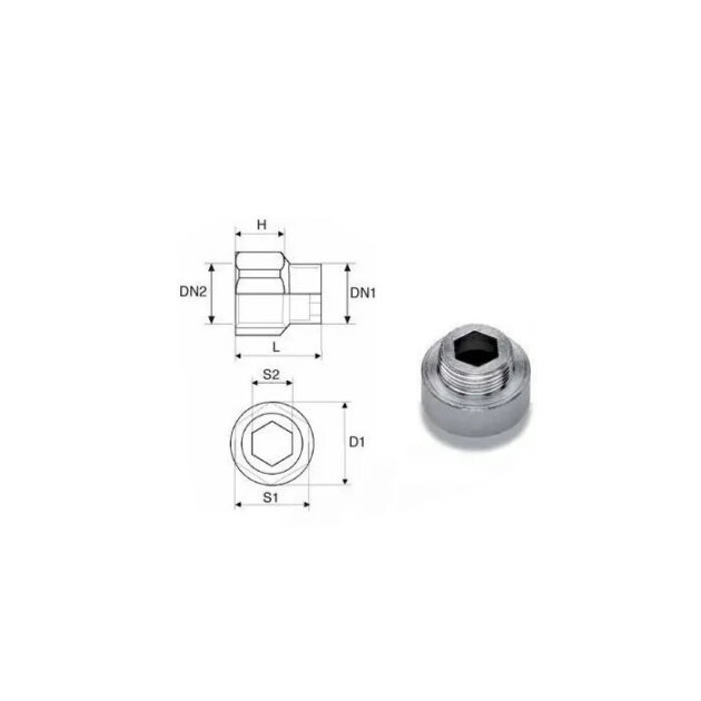Prolunga ridotta MF in acciaio zincato (246) 3/8 x 1/2 x 15 (R.M.)
