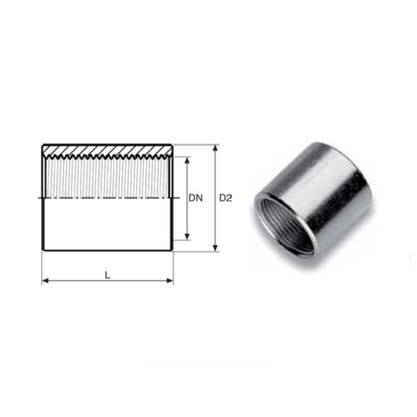 Manicotto FF in acciaio zincato (268/Z) 1/4 (R.M.)