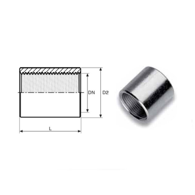 Manicotto FF in acciaio zincato (268/Z) 1/4 (R.M.)