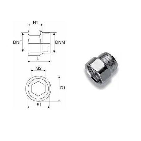 Prolunga MF in acciaio zincato (529) 1/2 x 25 (R.M.)