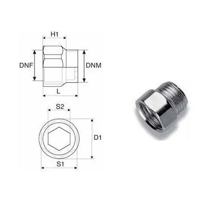 Prolunga MF in acciaio zincato (529) 3/4 x 30 (R.M.)