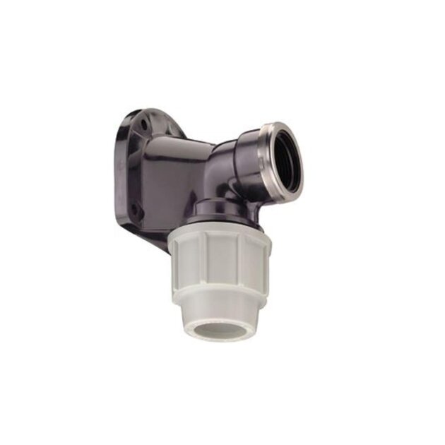 Plasson - Gomito F con staffa in polipropilene per PE (7750) da Ø 25x3/4