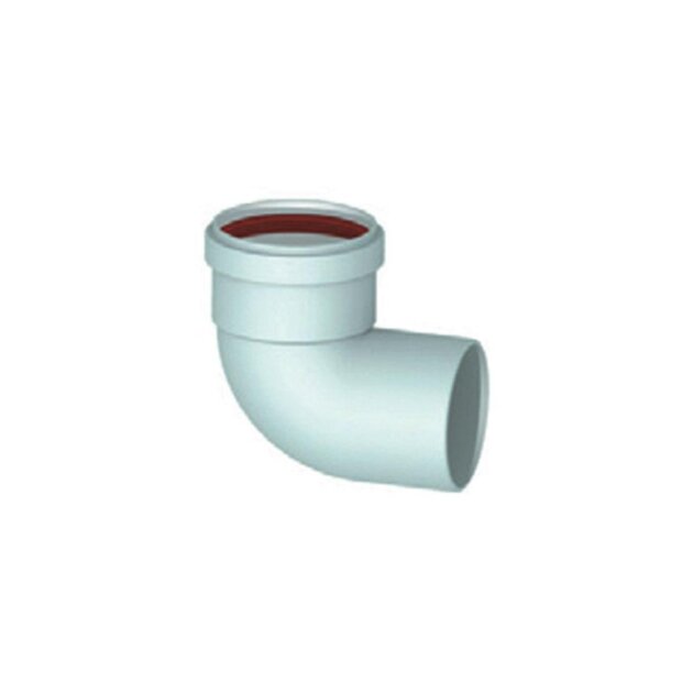 Curva in alluminio bianco per scarico fumi MF, 90° da 80 mm