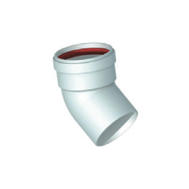 Curva in alluminio bianco per scarico fumi MF, 45° da 80mm