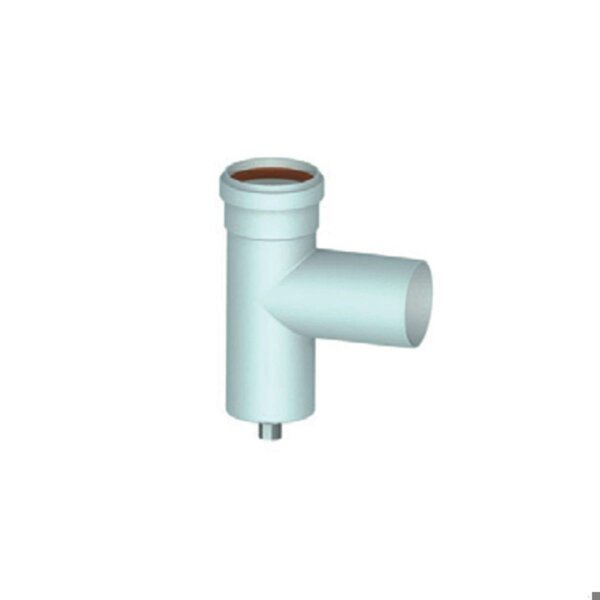 Ti alluminio bianco per scarico fumi da Ø 80 con tappo scarico condensa