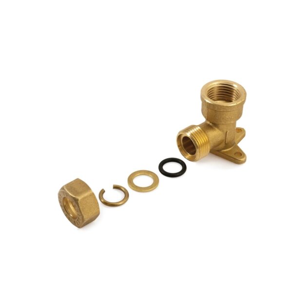 Gomito F con staffa per rame con O-Ring (254) da Ø 10 x 1/2