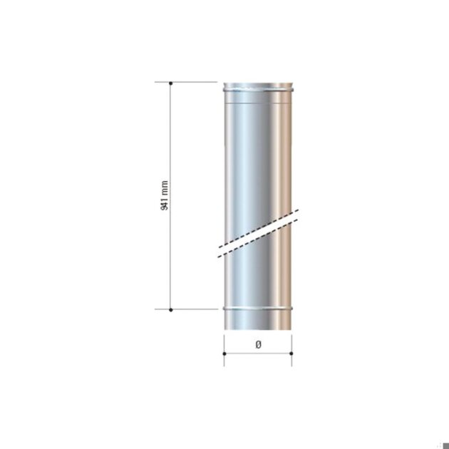 Cordivari - Canna fumaria in acciaio inox, AISI 316L, da 250 x 1000 mm.
