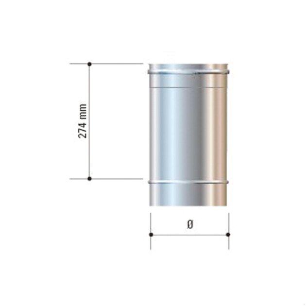 Cordivari - Canna fumaria in acciaio inox, AISI 316L, da 200 x 330 mm.
