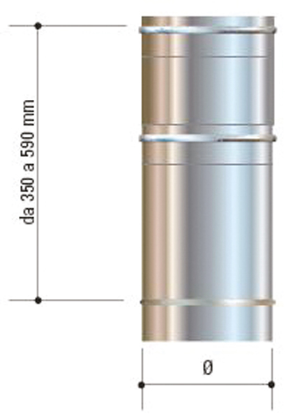 Cordivari - Canna fumaria telescopica in acciaio inox, AISI 316L, da 200