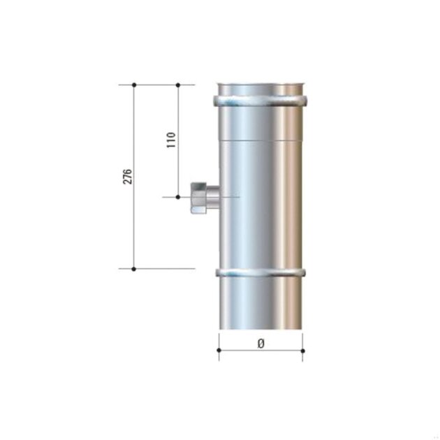 Cordivari - Elemento diritto con tronchetto in acciaio inox con ispezione AISI 316L da 140