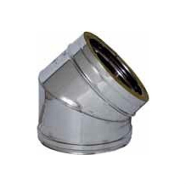 Curva acciaio doppia parete in acciaio inox  45° AISI 316L/304 da 100-150