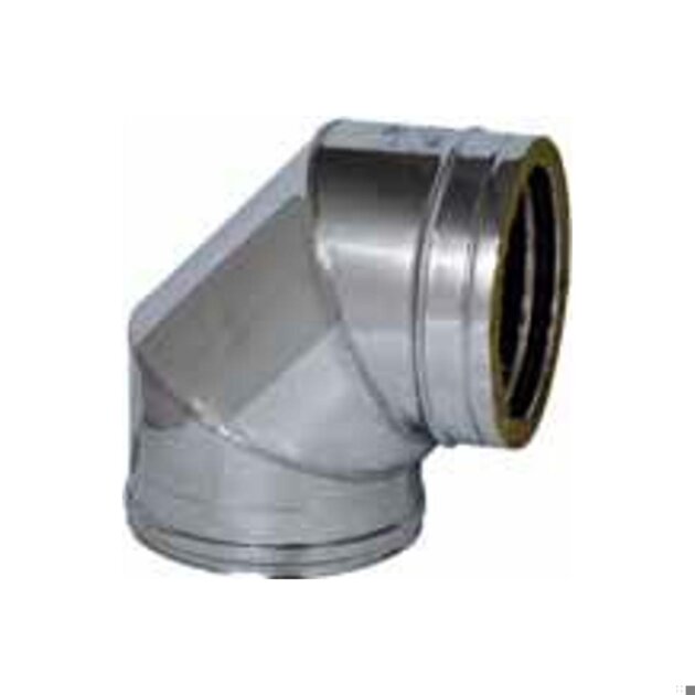 Curva acciaio doppia parete in acciaio inox  90° AISI 316L/304 da 100-150